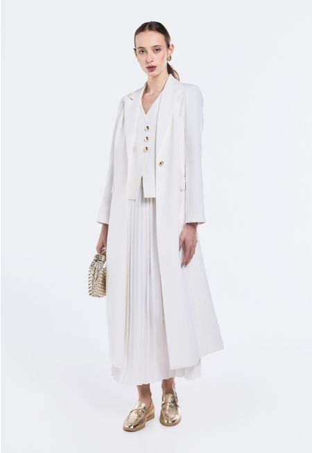 Solid Notched Collar Coat