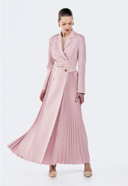 Double Breasted Pleated Dress