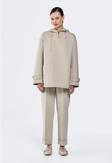 Folded Hem High Waist Trousers