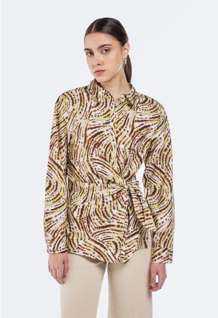 Side Tie Printed Shirt