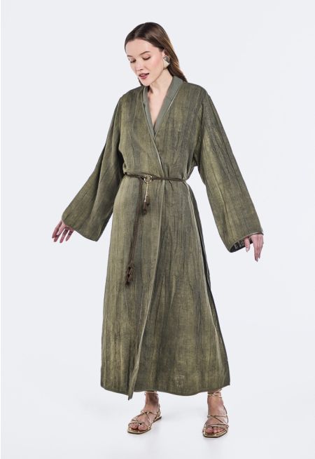 Crinkled Side Slit Abaya