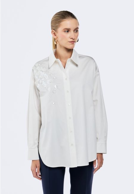 Floral Sequin Embellished Shirt