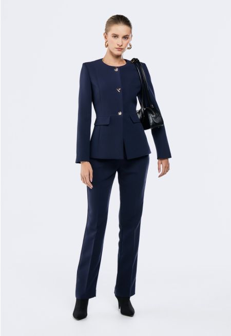 Solid Straight Cut Trousers