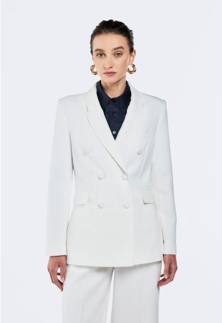 Double Breasted Notched Collar Blazer