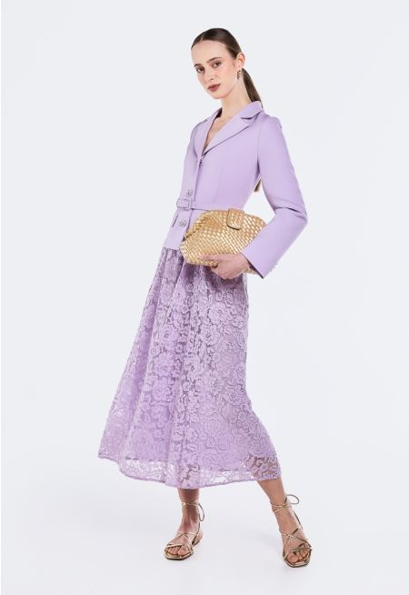 Solid Lace Midi Dress