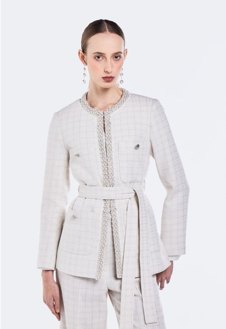 Pearl Embellished Tweed Jacket