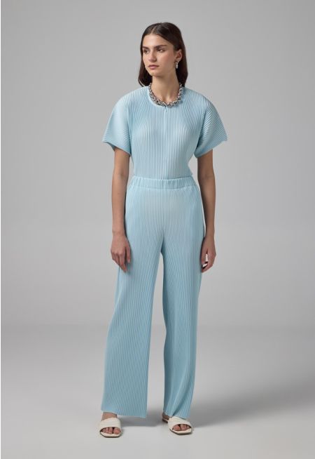 Solid Pleated Wide Legs Trousers