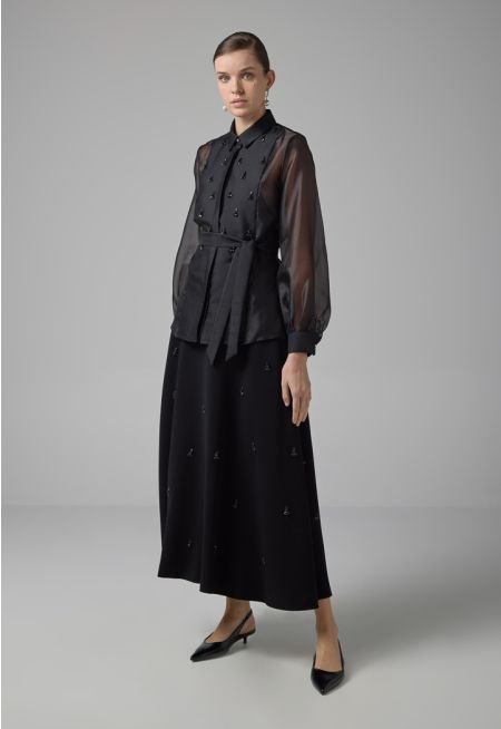 Solid Crystal Embellished Skirt