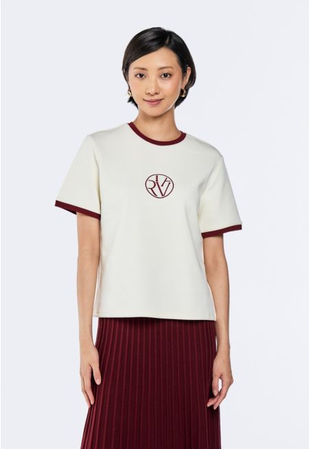 Embroidered T-Shirt With Contrast Panels