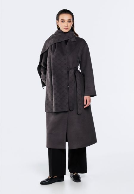 Monogram Overcoat With Detachable Scarf