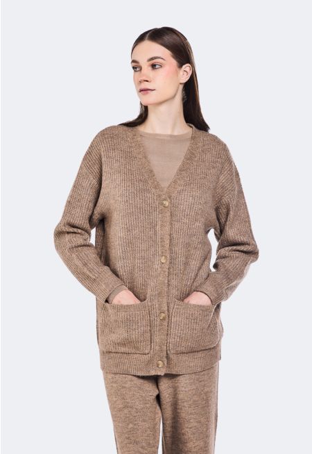 Knitted Patch Pocket Cardiagan