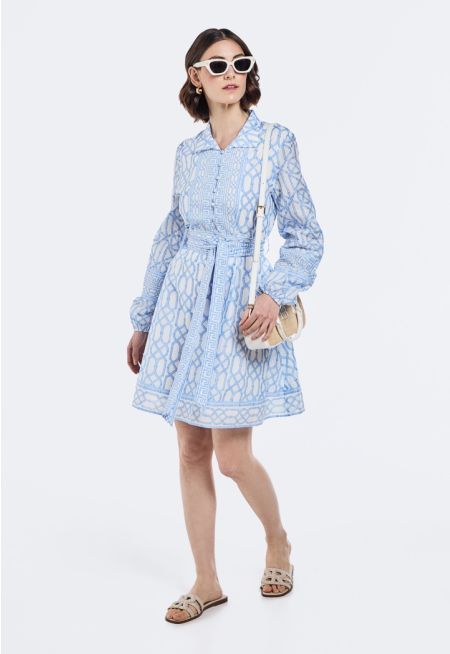 Printed Belted Dress