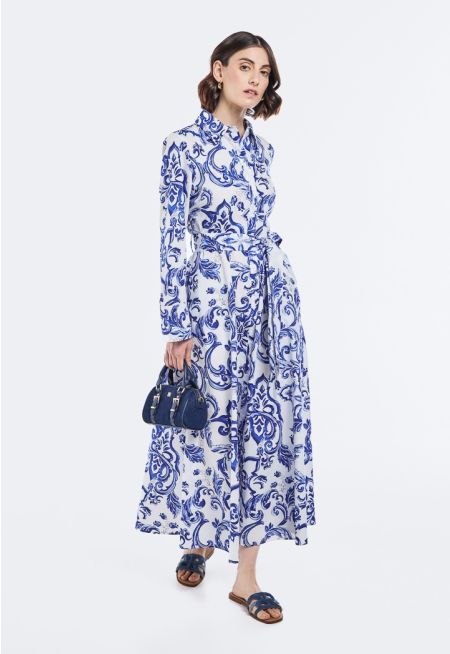 Printed Belted Dress