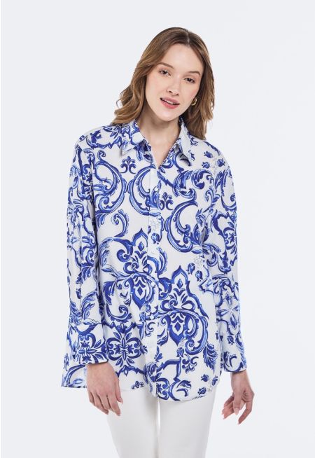 Printed High Low Shirt