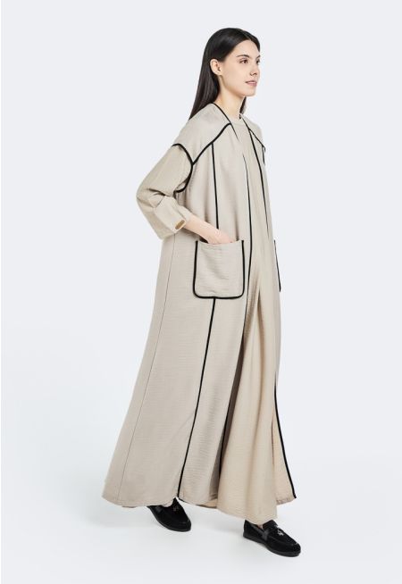 Crinkled Sleeveless Abaya