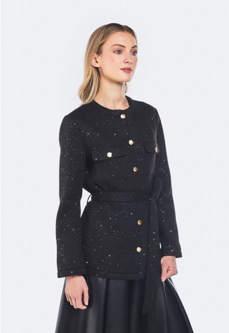 Sequin Embellished Tweed Jacket