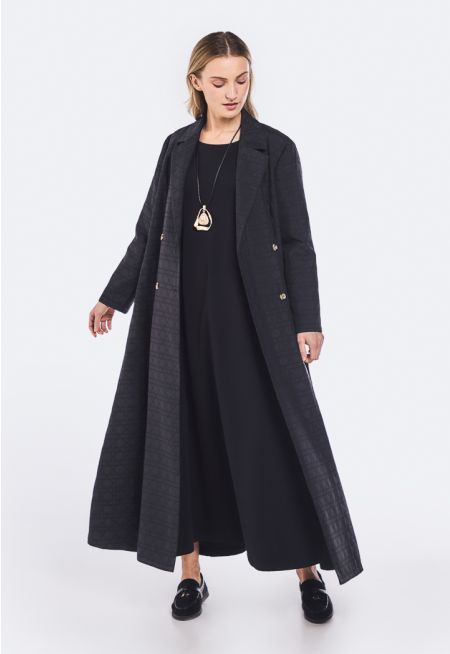 Geometric Embroidered Quilted Abaya