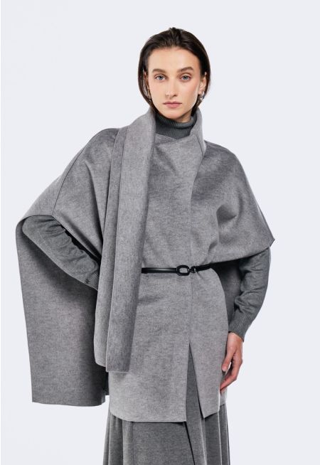 Poncho with Draped Collar