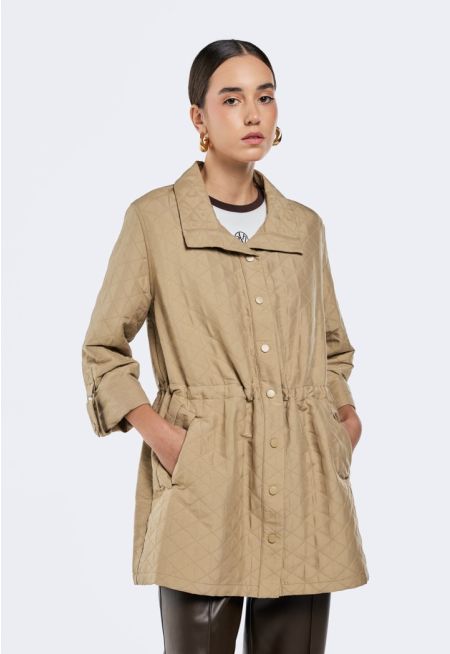 Drawstring Waist Quilted Jacket