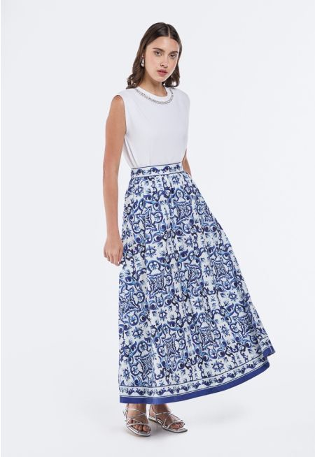 Printed Flared Skirt