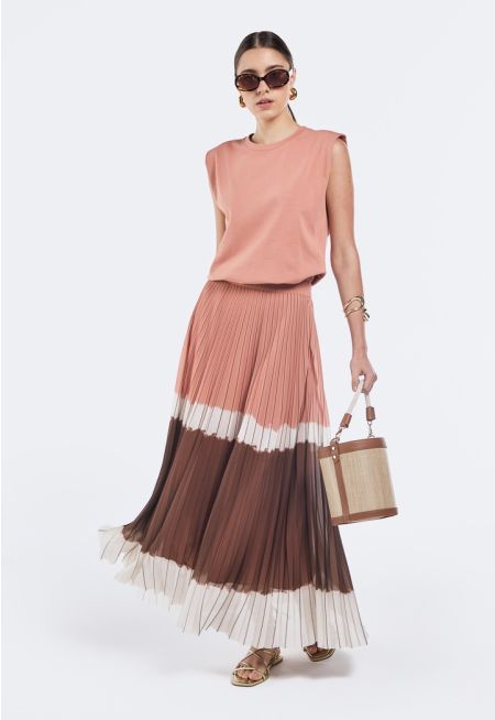 Drop Waist Pleated Dress