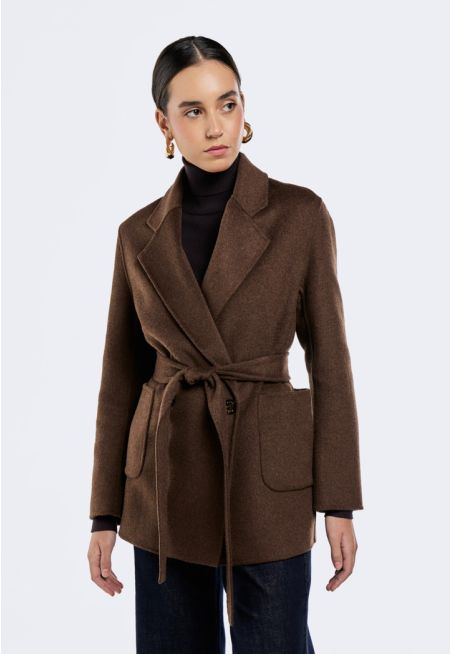 Notched Collar Wool Coat