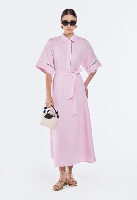 Lace Embellished Belted Dress