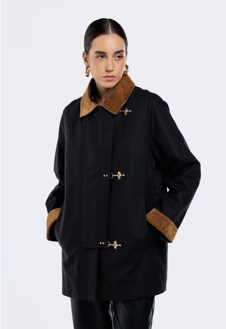 Corduroy- Trimmed Jacket