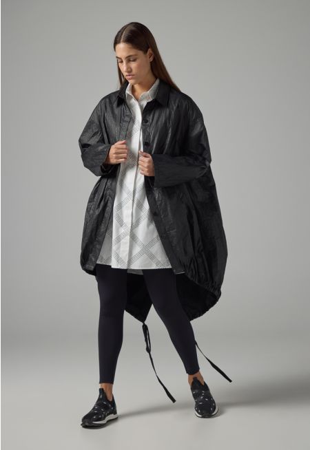 Solid Crinkled High-Low Oversize Coat