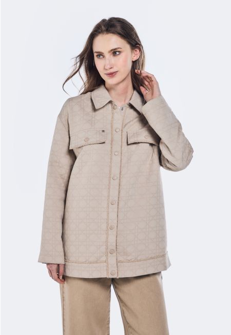 Frayed Shirt Collar Jacket