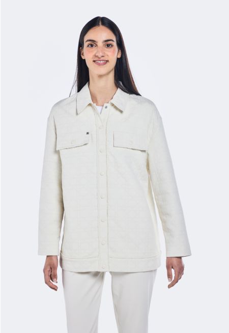 Frayed Shirt Collar Jacket