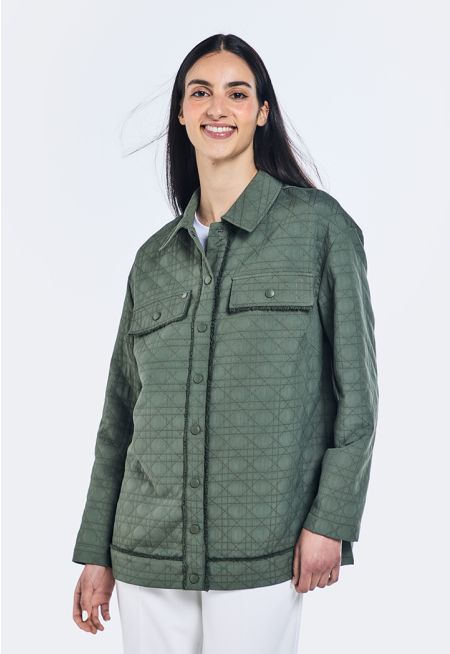 Frayed Shirt Collar Jacket