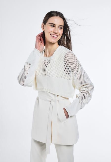 Knitted Crochet Cropped Sweater