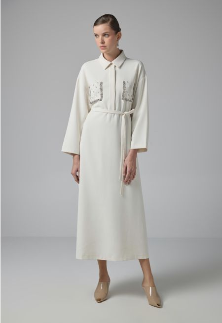 Crystal Embellished Belted Dress