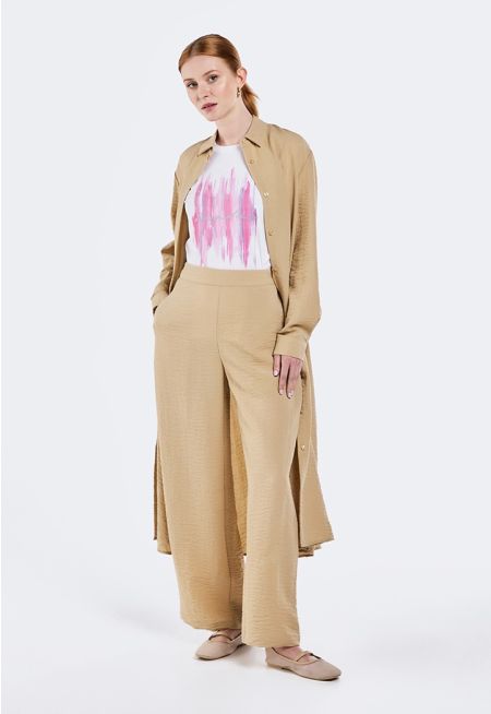 Straight Cut Crinkled Trousers