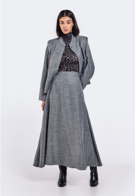 Solid Flared Maxi Skirt