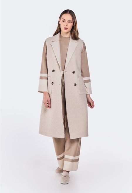 Sleeveless Sherpa Midi Coat 