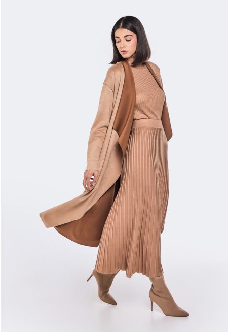 Draped Front Velvet Cardigan