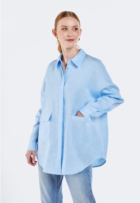 Drop Shoulder Linen Shirt