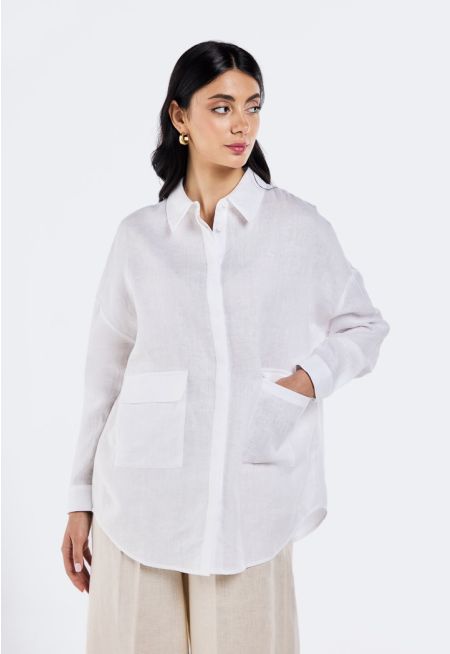 Drop Shoulder Linen Shirt