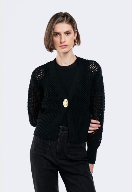 Solid Crochet Cardigan