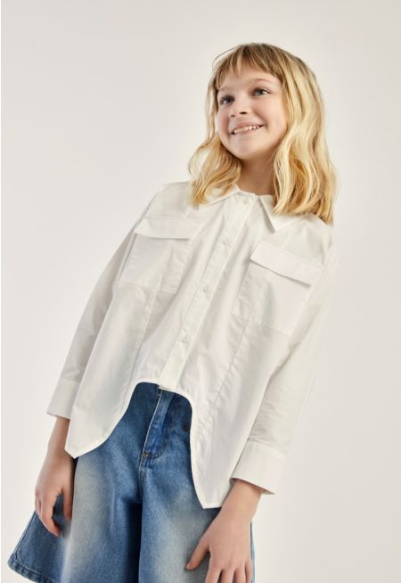 Asymmetrical Hems Solid Shirt