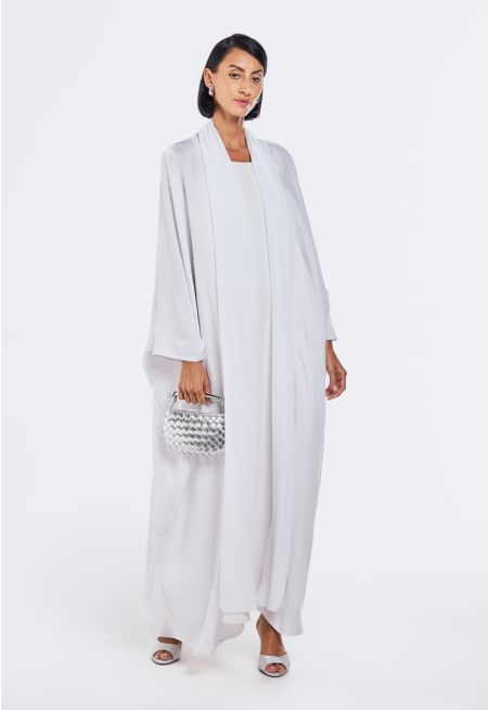 Crinkled Metallic Chiffon Abaya