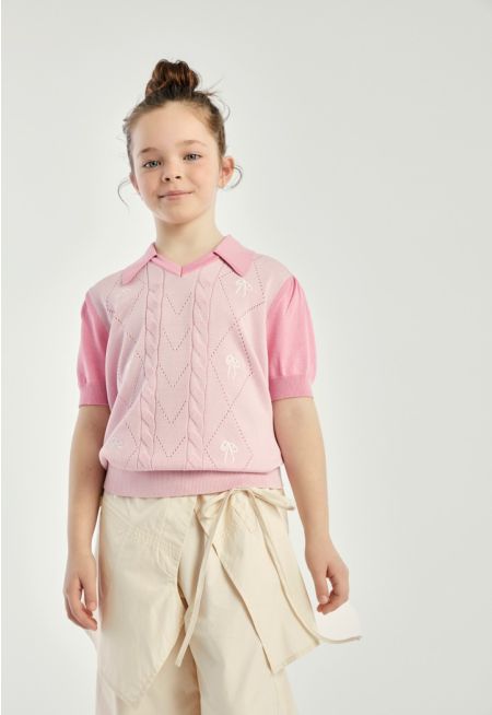 Embroidered Knitted Top