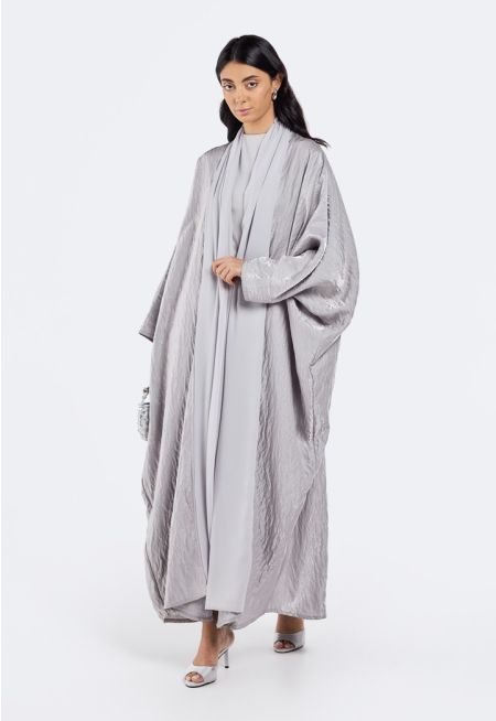 Crinkled Metallic Chiffon Abaya