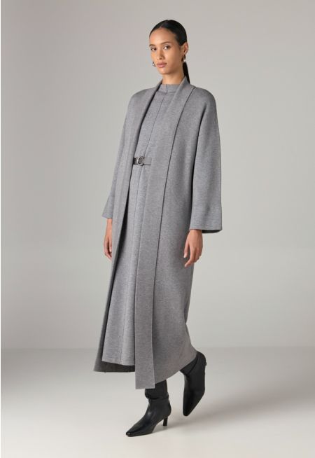 Solid Drop Shoulder Knitted Winter Abaya