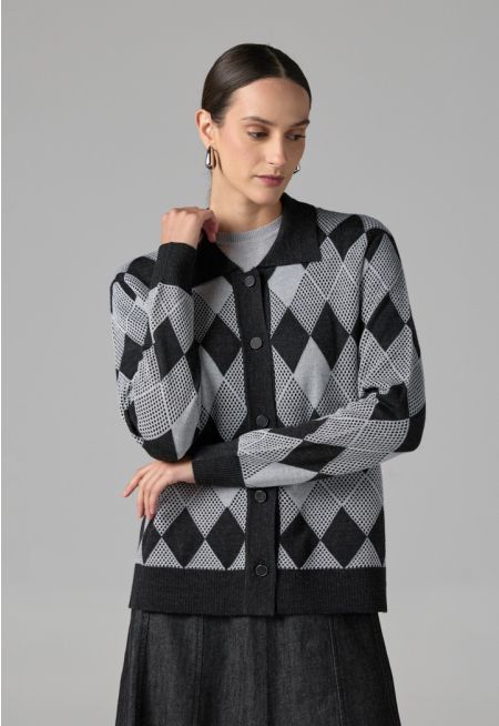Long Sleeves Knitted Lurex Cardigan