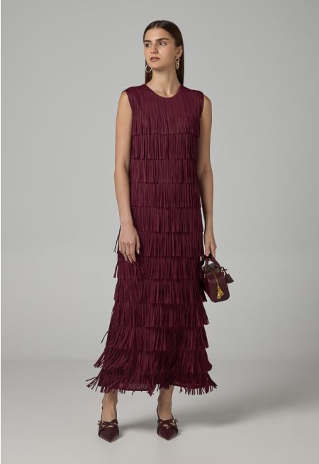 Fringe Detail Sleeveless Dress
