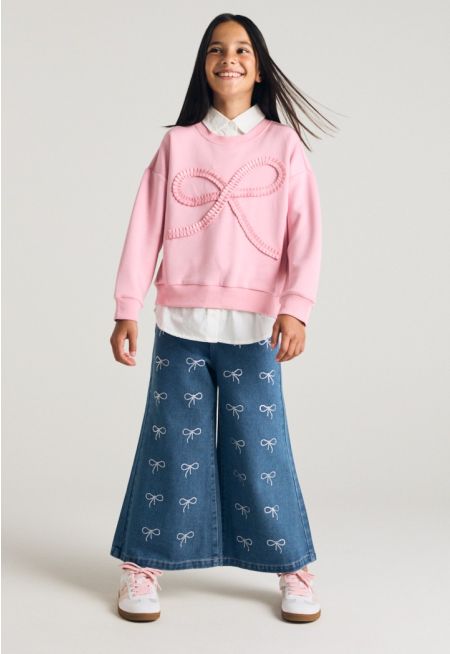 Ribbon Embellished Jeans