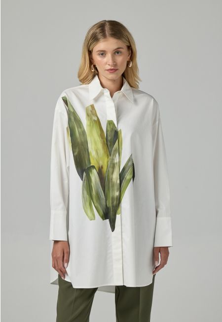 Long Sleeve Oversize Printed Shirt